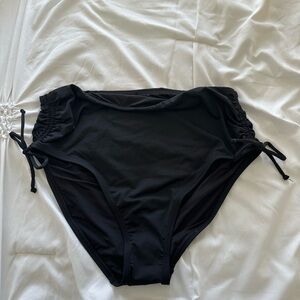 Lands' End Black High-Waist Swim Bottoms with Side Ties